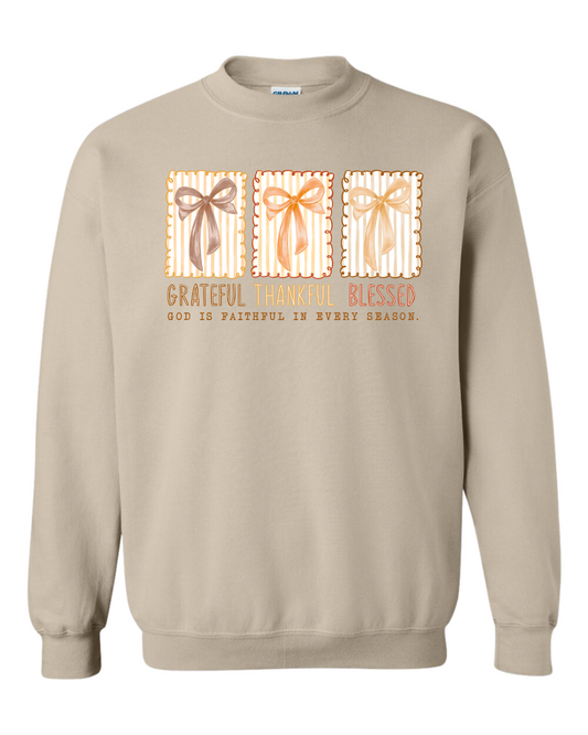 Adult Grateful Thankful Blessed Crewneck
