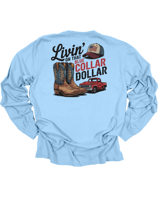 Adult Blue Collar Dollar Long Sleeve